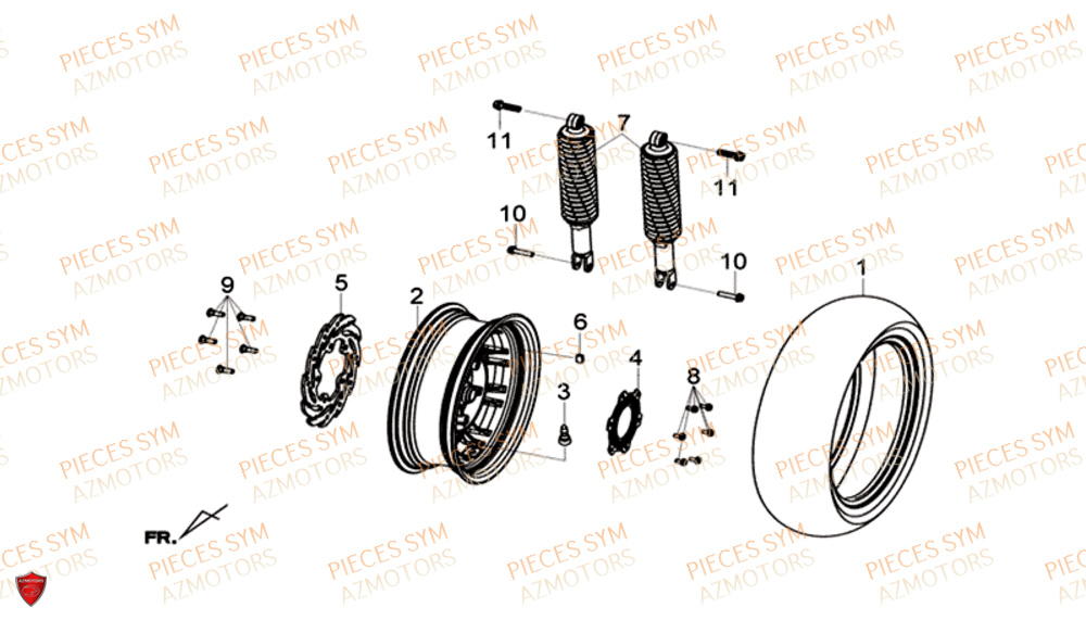 Roue Arriere SYM Pièces JOYMAX Z 300I ABS - LW30W1-EU (2019)