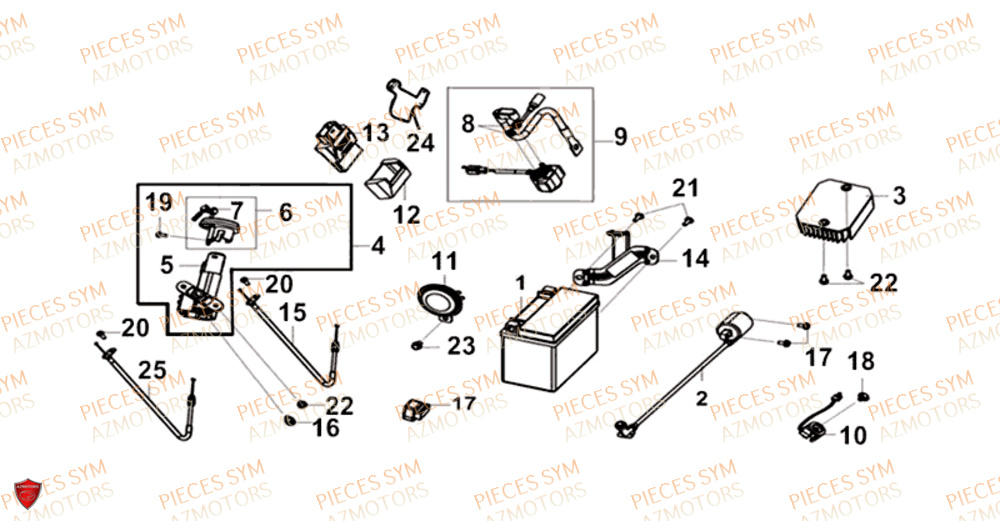 Systeme Electrique SYM Pièces JOYMAX Z 300I ABS - LW30W1-EU (2019)