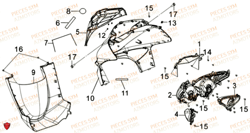 Carenage Avant Clignotant Eclairage SYM Pièces JOYRIDE S 125I - LF12W2-EU (2017-2019)