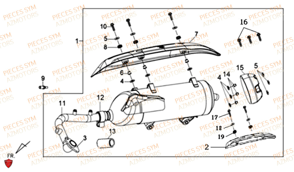 Echappement SYM Pièces JOYRIDE S 125I - LF12W2-EU (2017-2019)