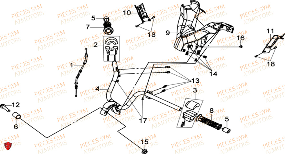 Guidon SYM Pièces JOYRIDE S 125I - LF12W2-EU (2017-2019)