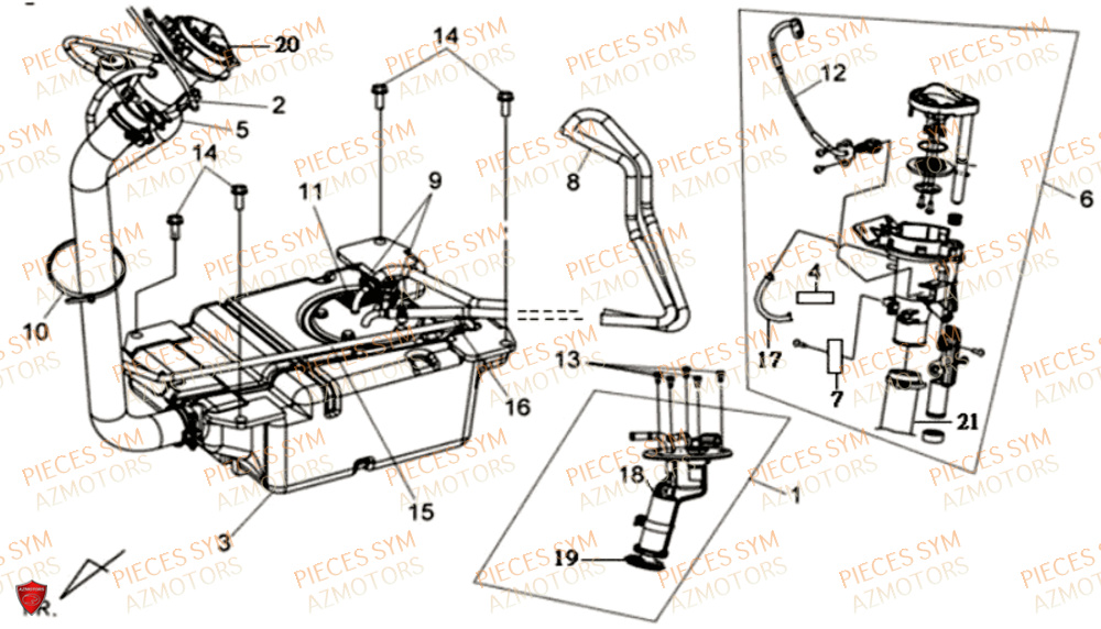 Reservoir A Carburant SYM Pièces JOYRIDE S 125I - LF12W2-EU (2017-2019)