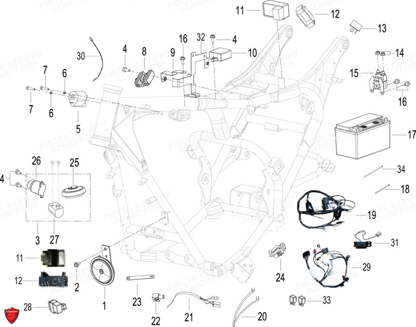 Equipement Electrique KEEWAY Pieces KEEWAY K-LIGHT 125 Euro4 (Depuis 2018)