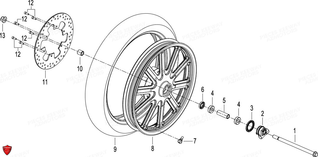 Roue Avant KEEWAY Pieces KEEWAY K-LIGHT 125 Euro4 (Depuis 2018)