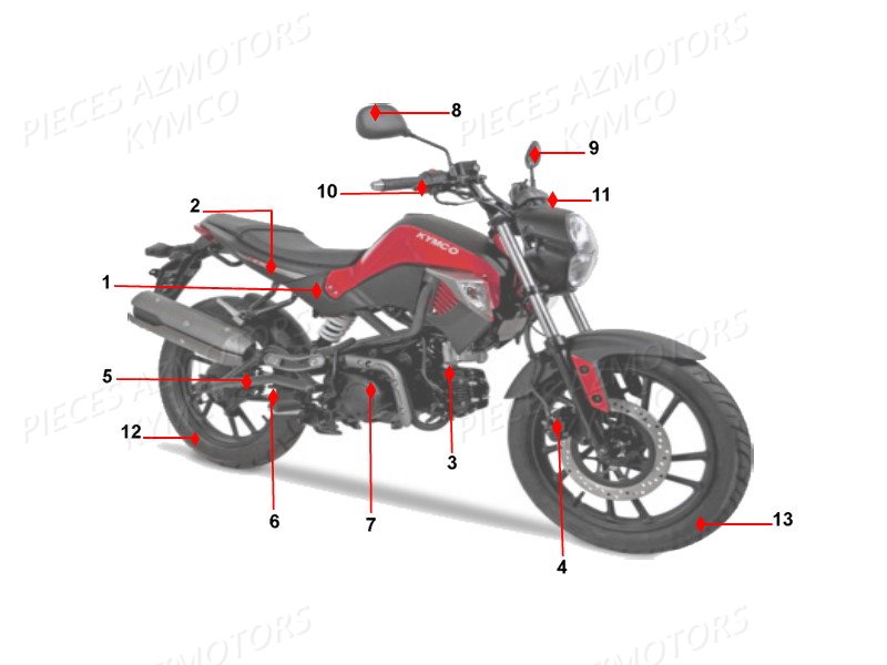 1 Consommables KYMCO Pièces Moto Kymco K-PW 125 4T EURO III (KB25AA)