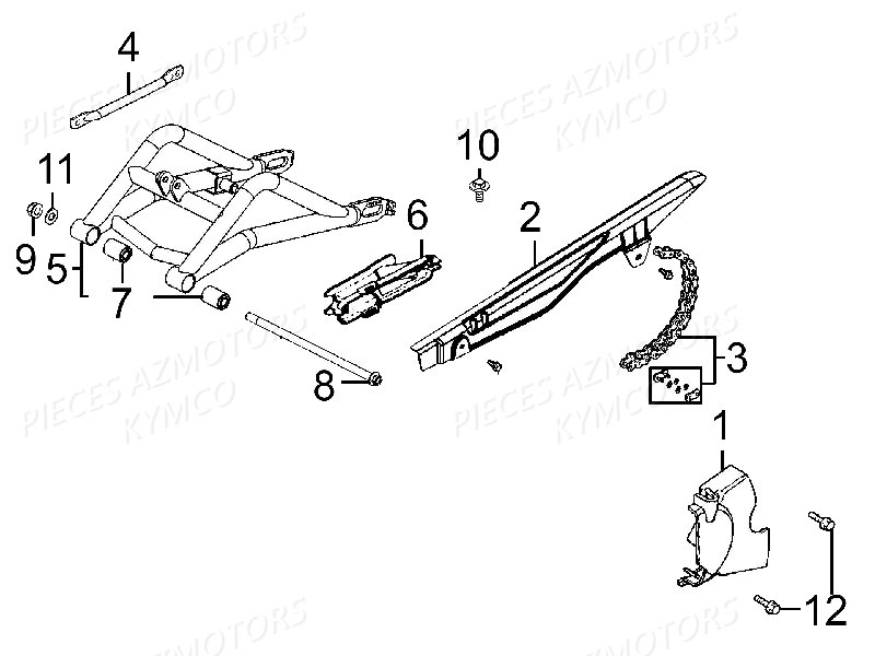 Bras Oscillant KYMCO Pièces Moto Kymco K-PW 125 4T EURO III (KB25AA)