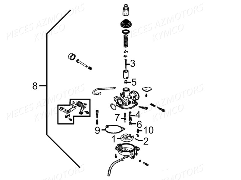 CARBURATEUR KYMCO Pièces Moto Kymco K-PW 125 4T EURO III (KB25AA)