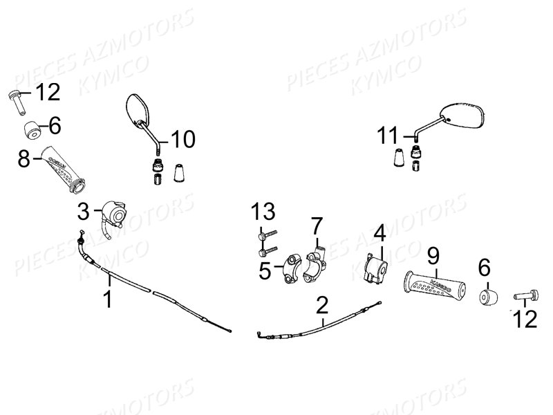 Commande Retroviseurs KYMCO Pièces Moto Kymco K-PW 125 4T EURO III (KB25AA)