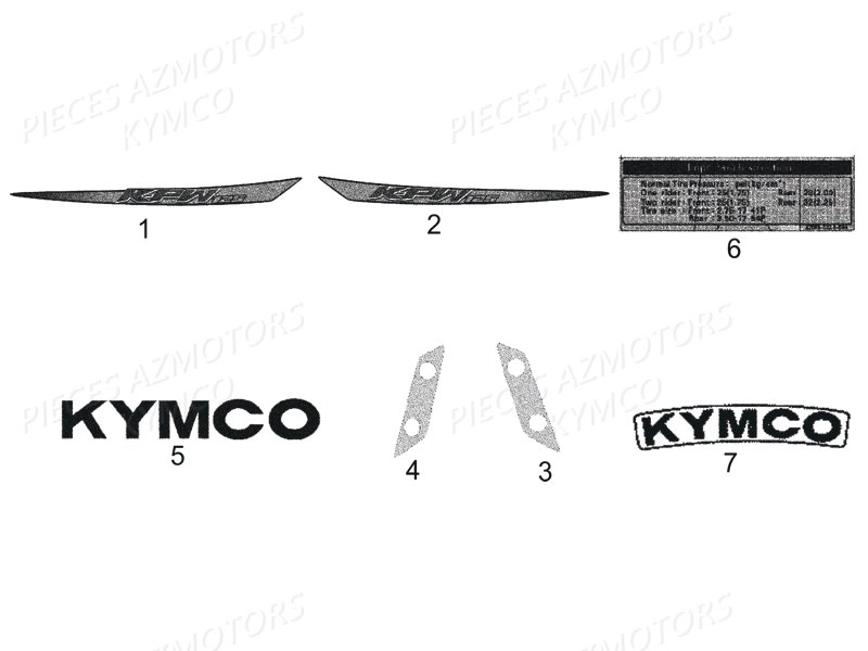Decors KYMCO Pièces Moto Kymco K-PW 125 4T EURO III (KB25AA)