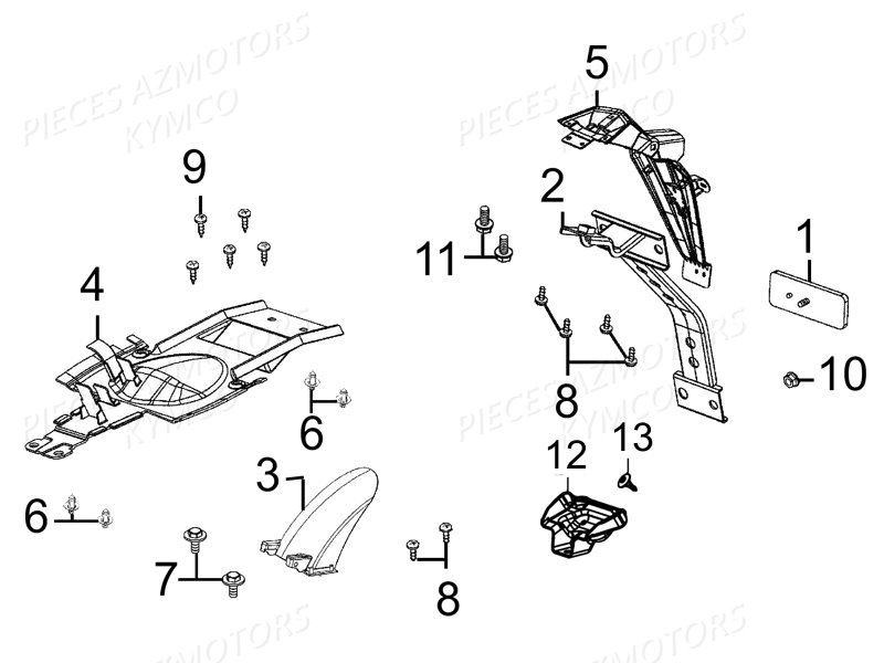 Garde Boue Arriere KYMCO Pièces Moto Kymco K-PW 125 4T EURO III (KB25AA)
