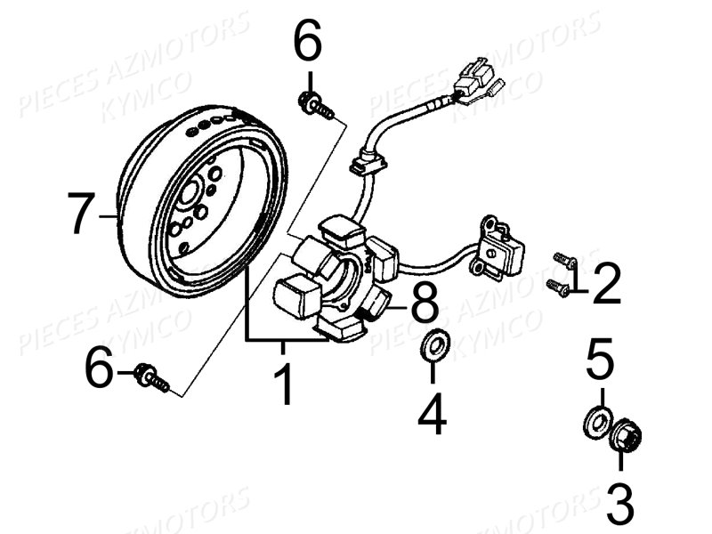 GENERATEUR KYMCO Pièces Moto Kymco K-PW 125 4T EURO III (KB25AA)