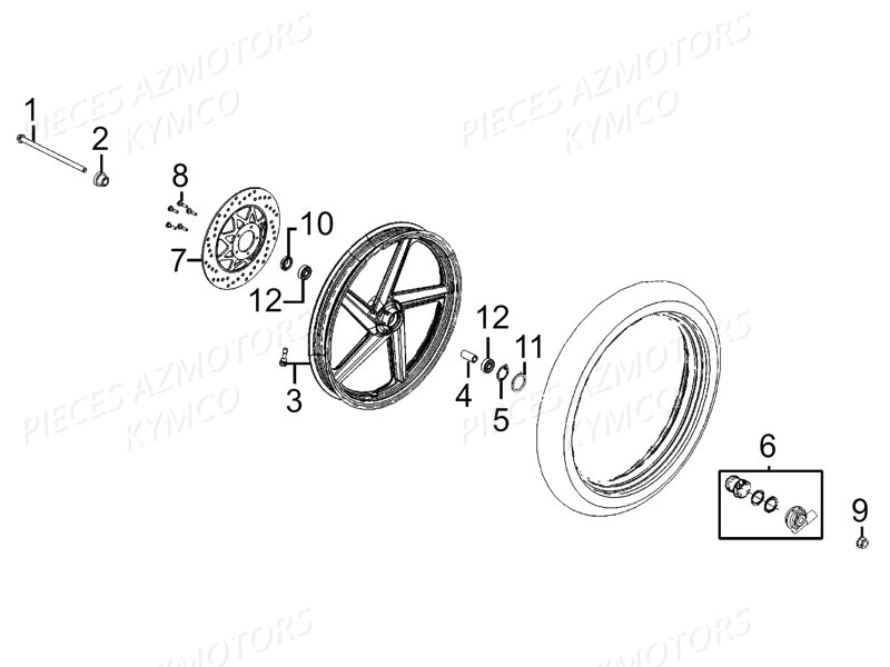 Roue Avant KYMCO Pièces Moto Kymco K-PW 125 4T EURO III (KB25AA)