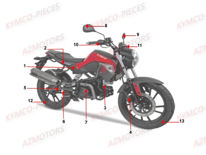 1 Consommables KYMCO Pièces Moto K-PW 50 4T EURO2 (KB10AA)