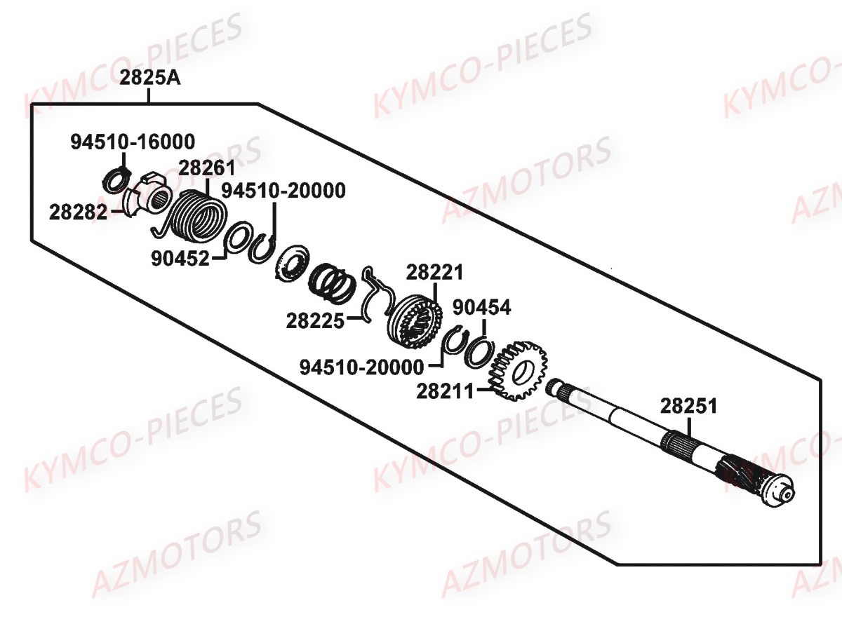 Arbre De Kick KYMCO Pièces Moto K-PW 50 4T EURO2 (KB10AA)