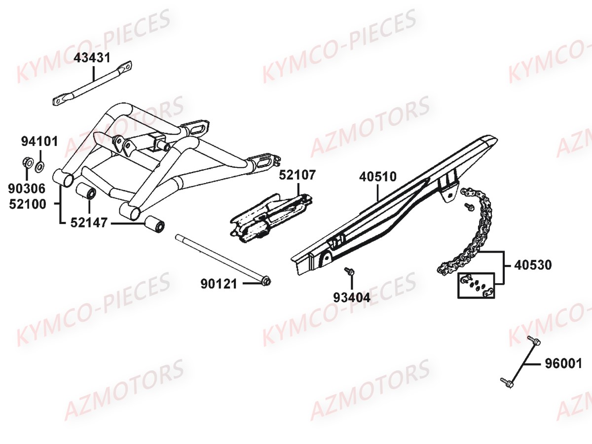 Bras Oscillant Chaine De Transmission KYMCO Pièces Moto K-PW 50 4T EURO2 (KB10AA)