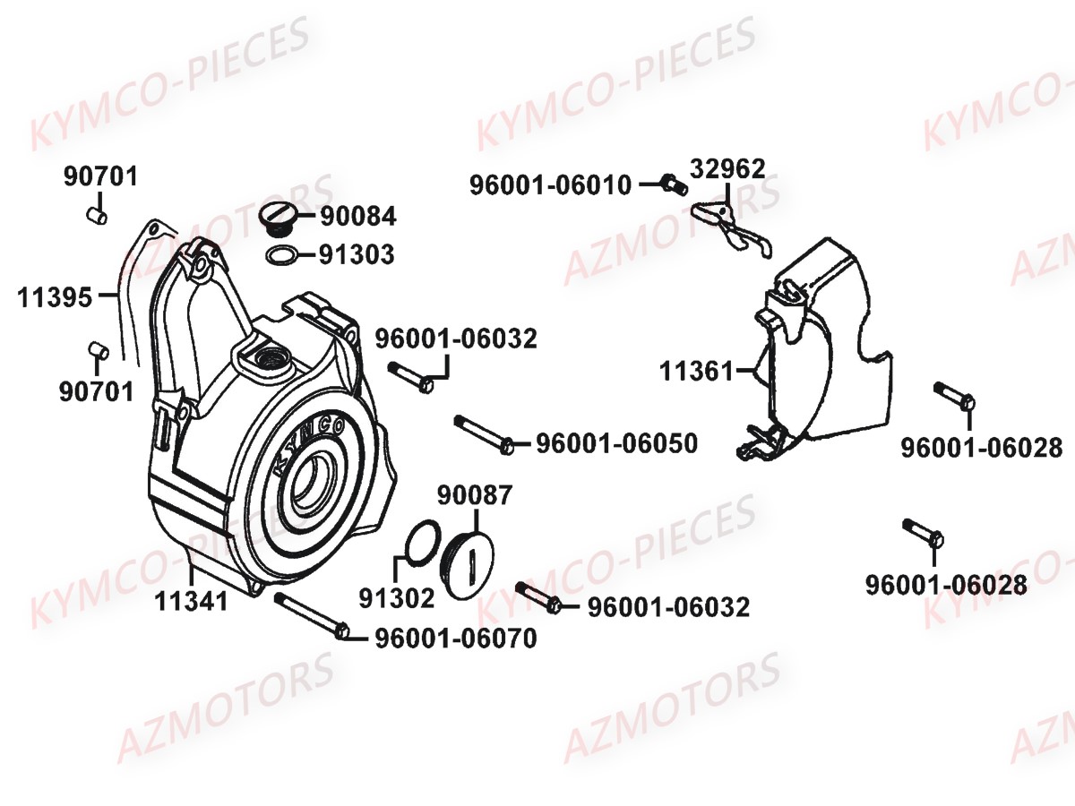 Carter Gauche KYMCO Pièces Moto K-PW 50 4T EURO2 (KB10AA)