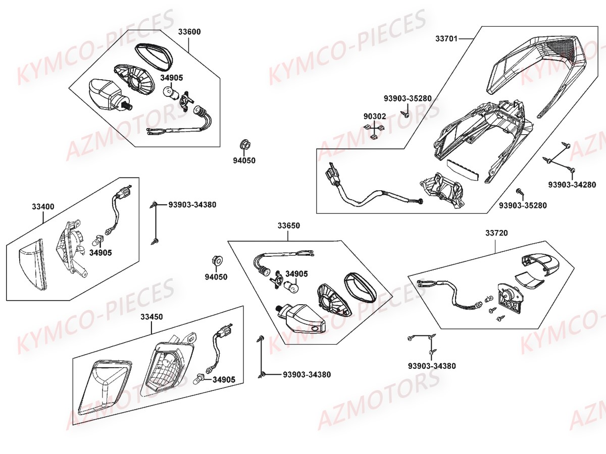 Clignotants Feu Arriere KYMCO Pièces Moto K-PW 50 4T EURO2 (KB10AA)