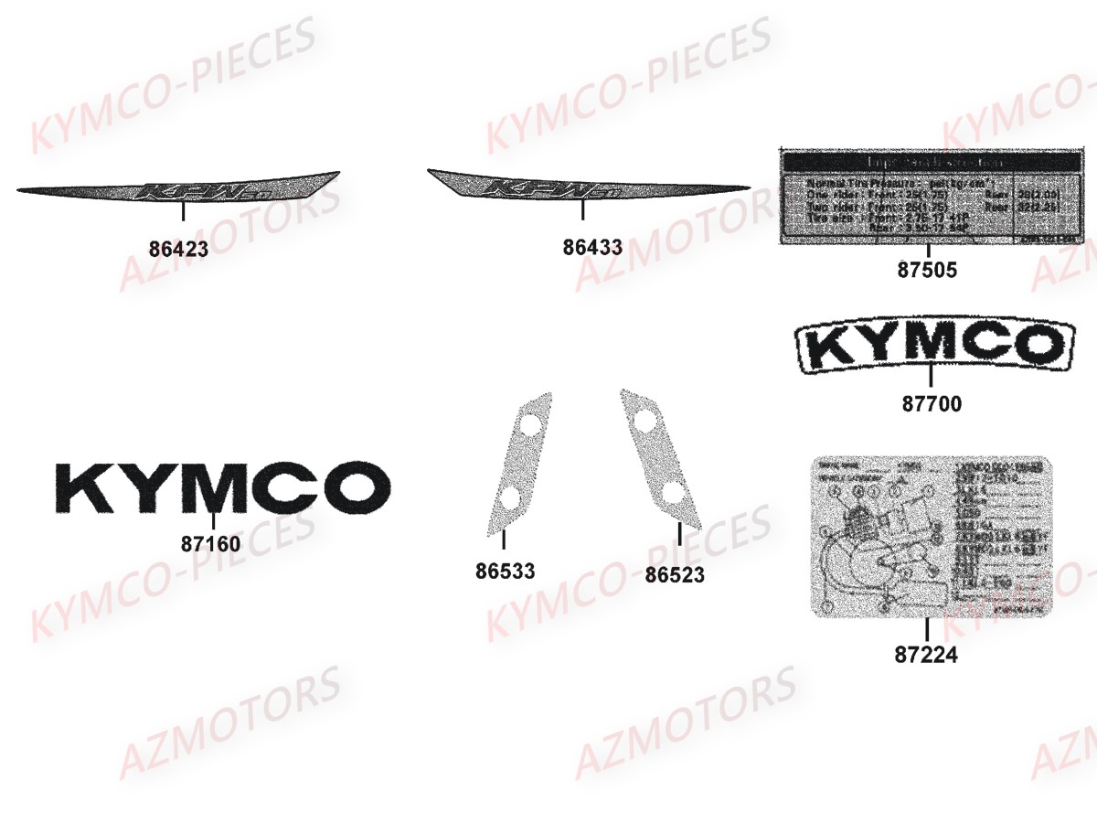 Decors KYMCO Pièces Moto K-PW 50 4T EURO2 (KB10AA)