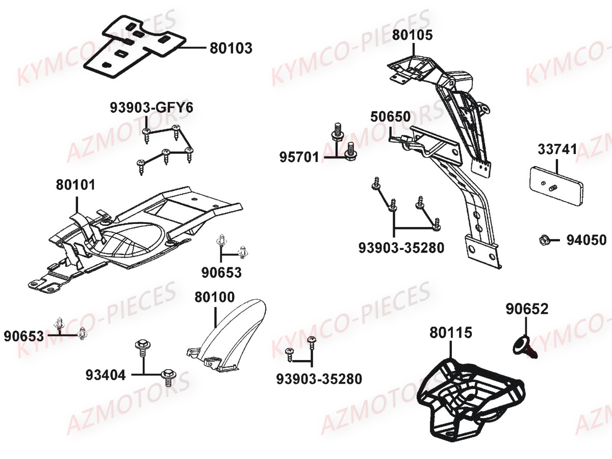 GARDE BOUE ARRIERE pour K-PW50