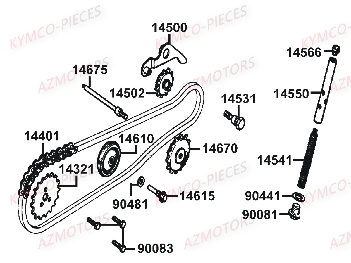 Pignons De Distribution KYMCO Pièces Moto K-PW 50 4T EURO2 (KB10AA)