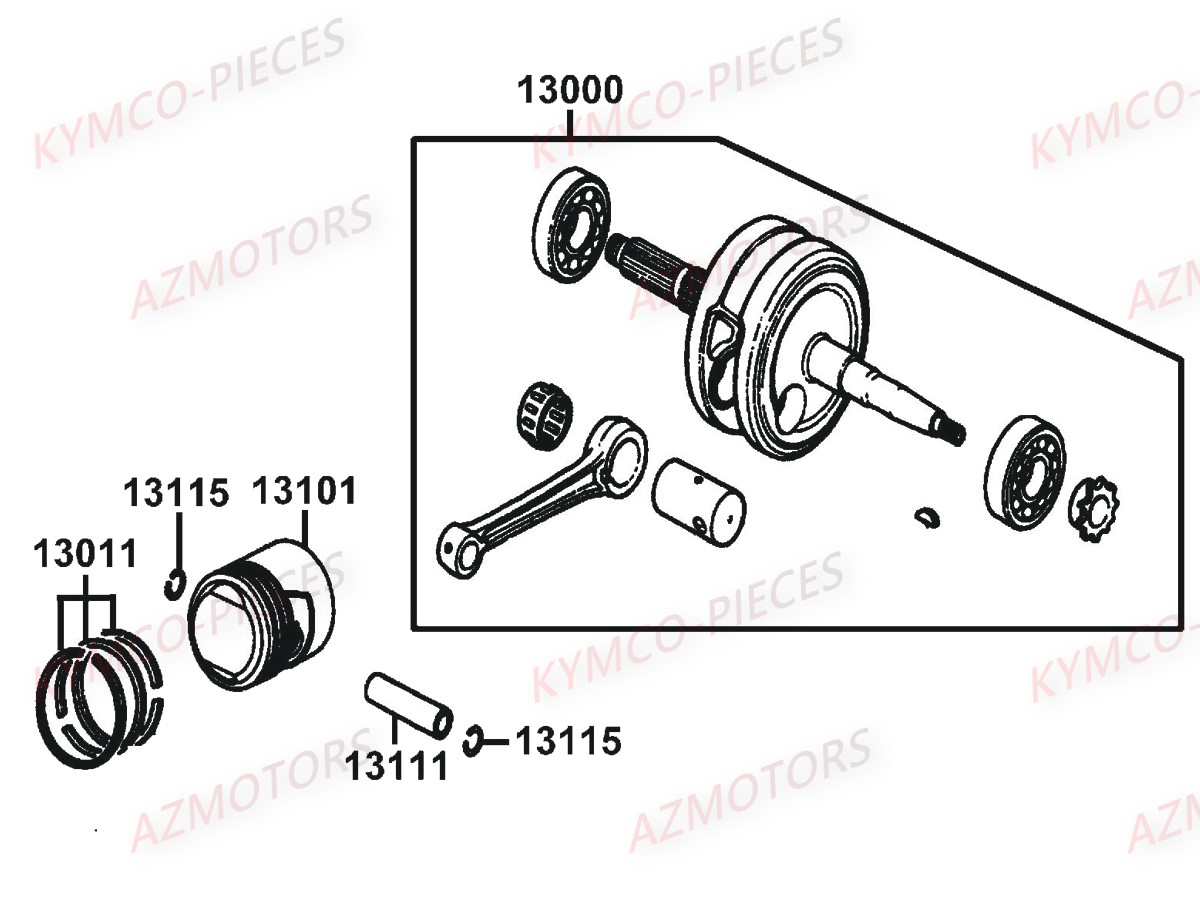 PISTON VILEBREQUIN KYMCO K PW50