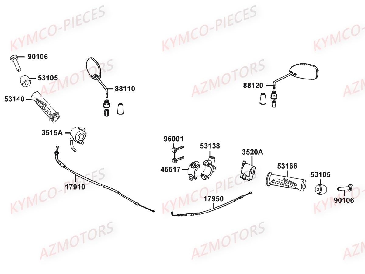 POIGNEES RETROVISEURS KYMCO K PW50