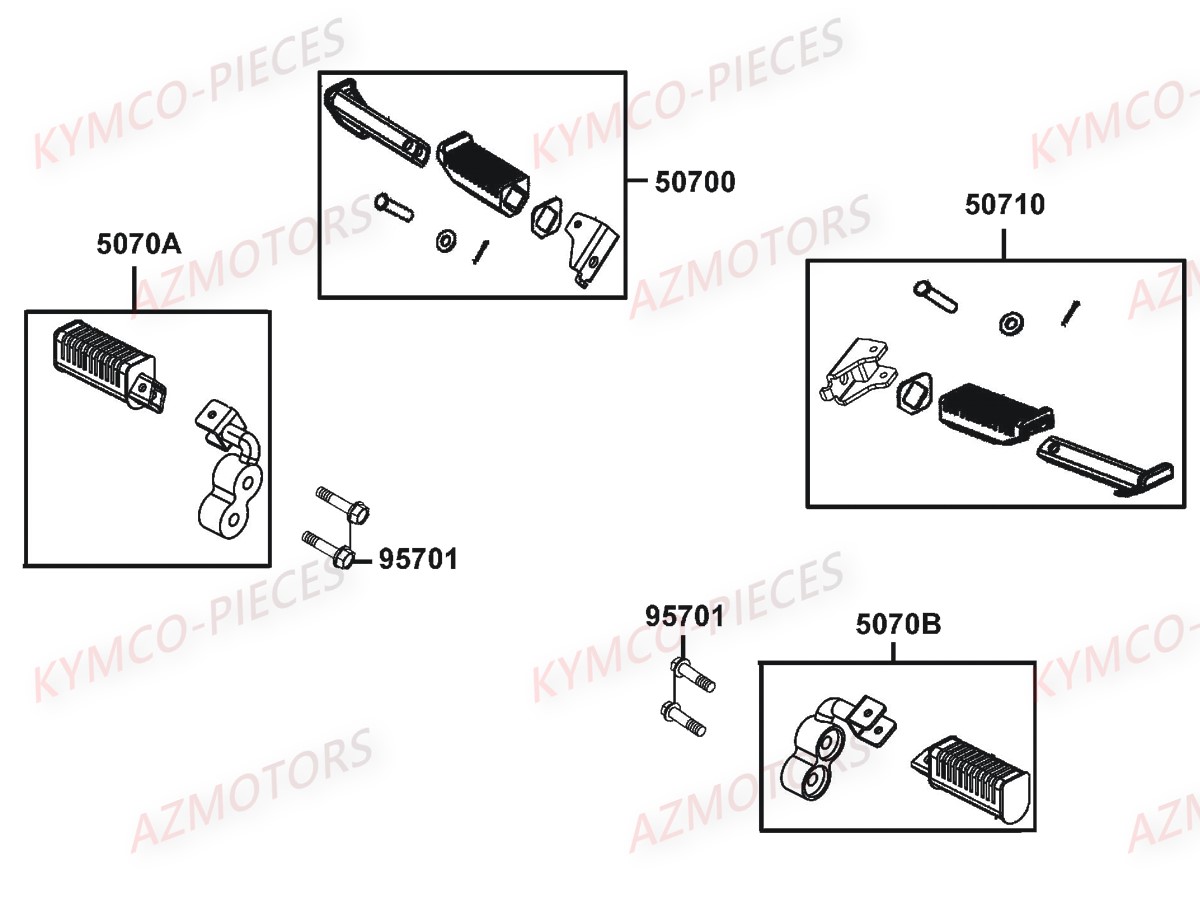 Repose Pieds KYMCO Pièces Moto K-PW 50 4T EURO2 (KB10AA)