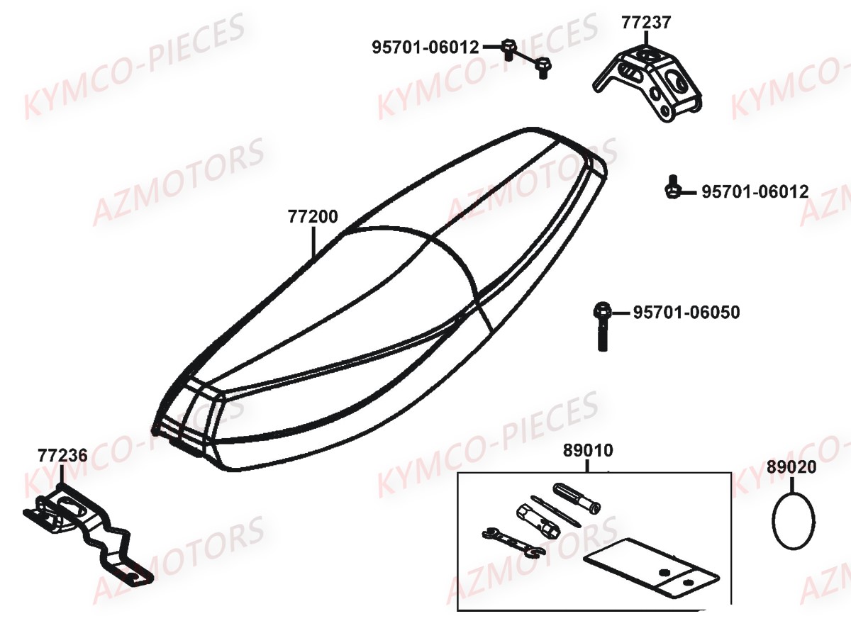 Selle KYMCO Pièces Moto K-PW 50 4T EURO2 (KB10AA)