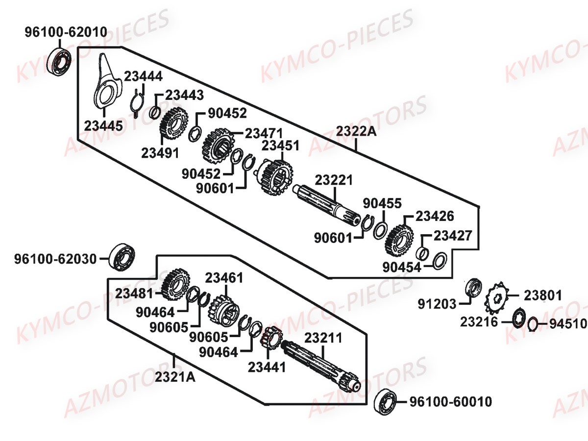 TRANSMISSION KYMCO Pièces Scooter Kymco K-PW 50 4T EURO III