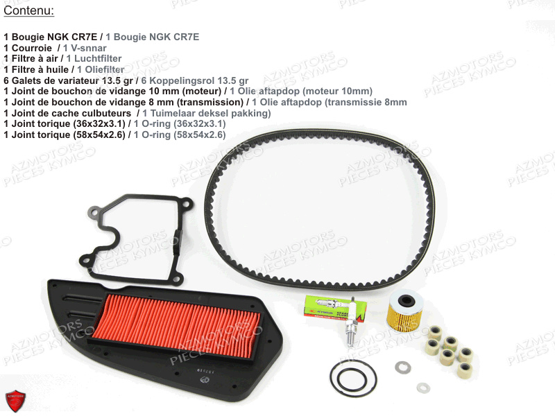 Set Entretien Periodique KYMCO Pièces K-XCT 125I ABS 4T EURO3 (SK25BB)