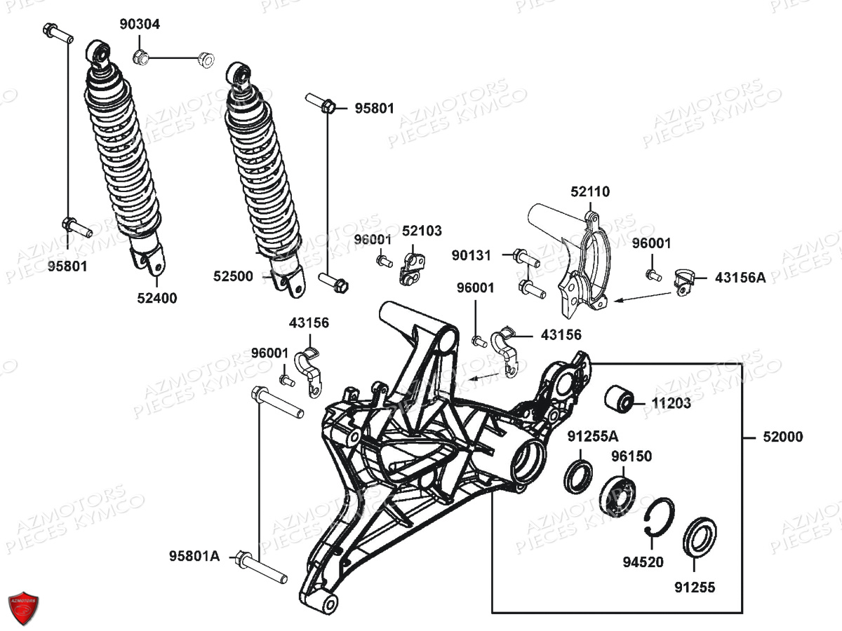 Amortisseurs KYMCO Pièces K-XCT 125I ABS 4T EURO3 (SK25BB)