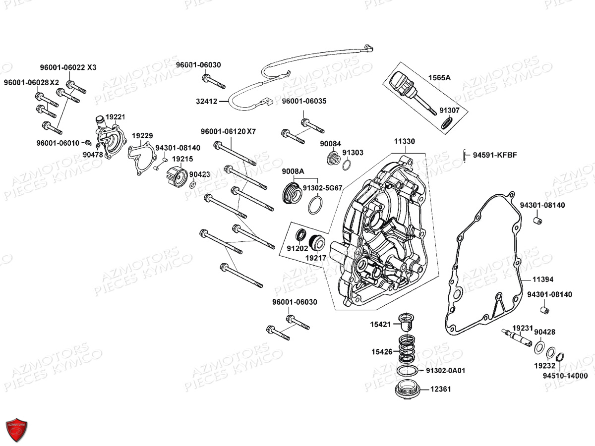 Carter Droit Pompe A Eau KYMCO Pièces K-XCT 125I ABS 4T EURO3 (SK25BB)
