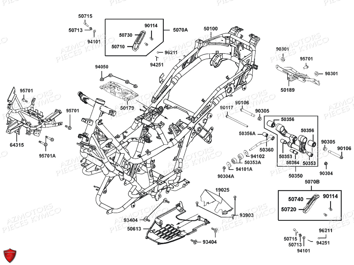 Chassis KYMCO Pièces K-XCT 125I ABS 4T EURO3 (SK25BB)