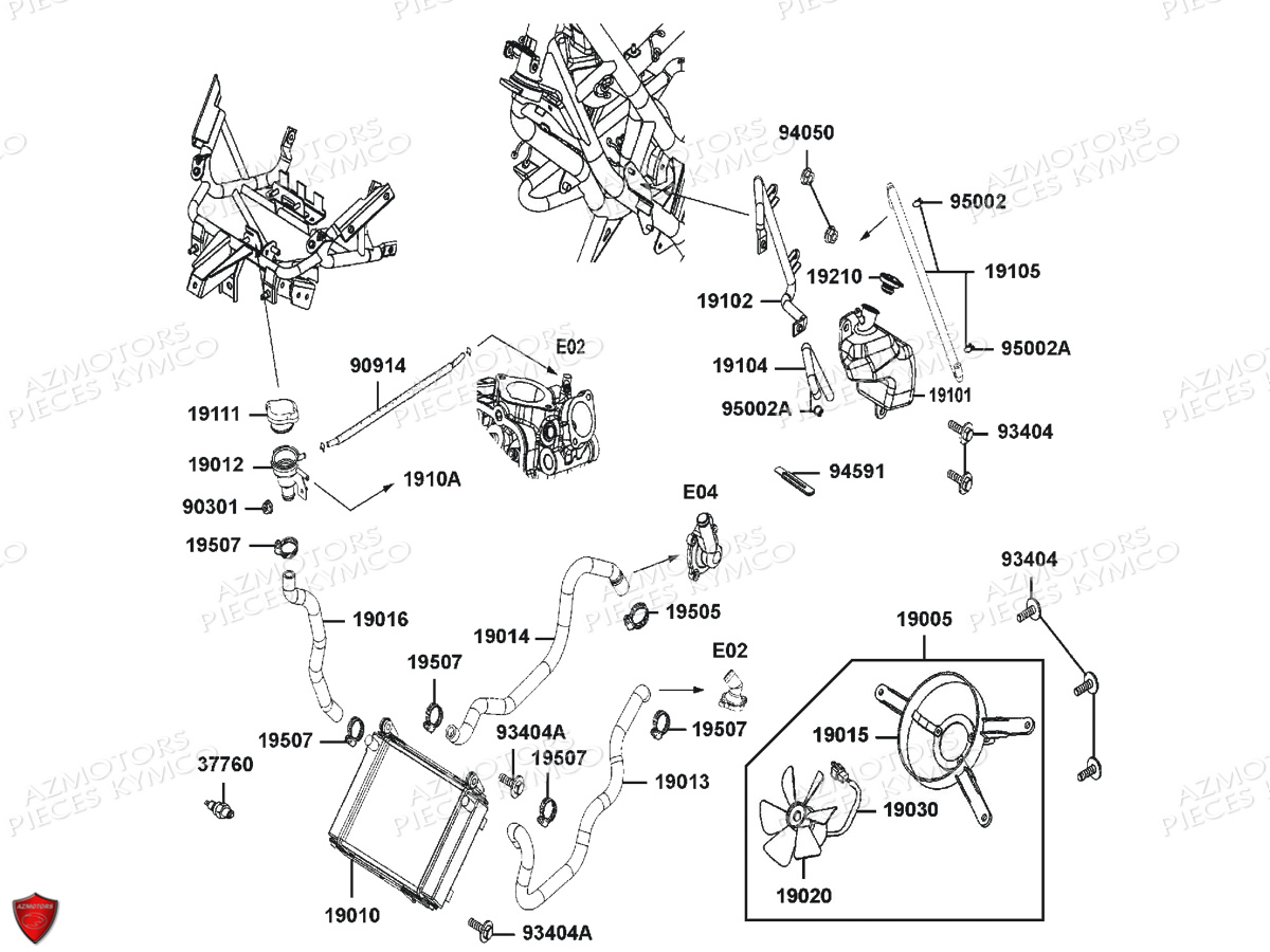 Refroidissement KYMCO Pièces K-XCT 125I ABS 4T EURO3 (SK25BB)