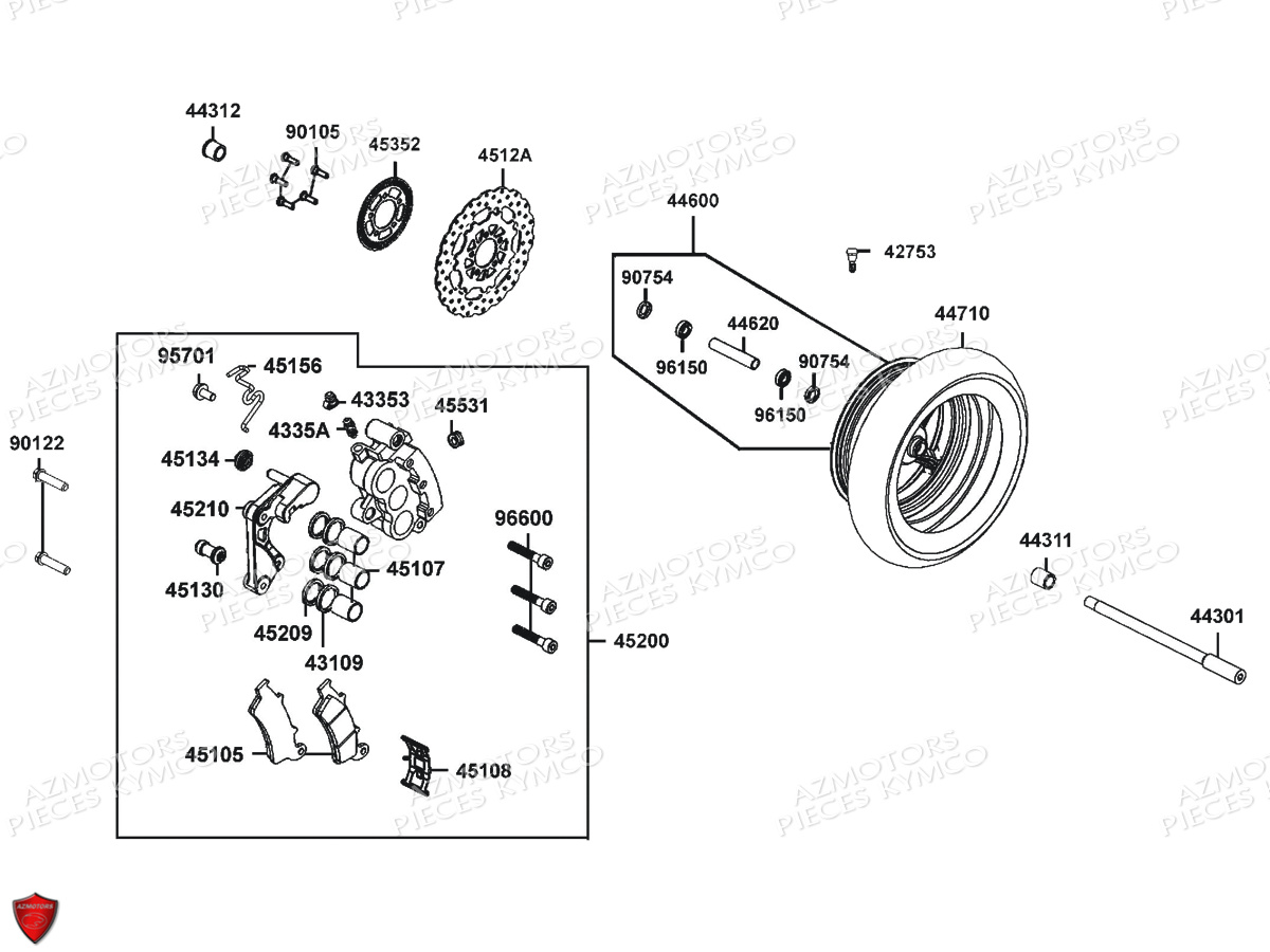Roue Avant KYMCO Pièces K-XCT 125I ABS 4T EURO3 (SK25BB)