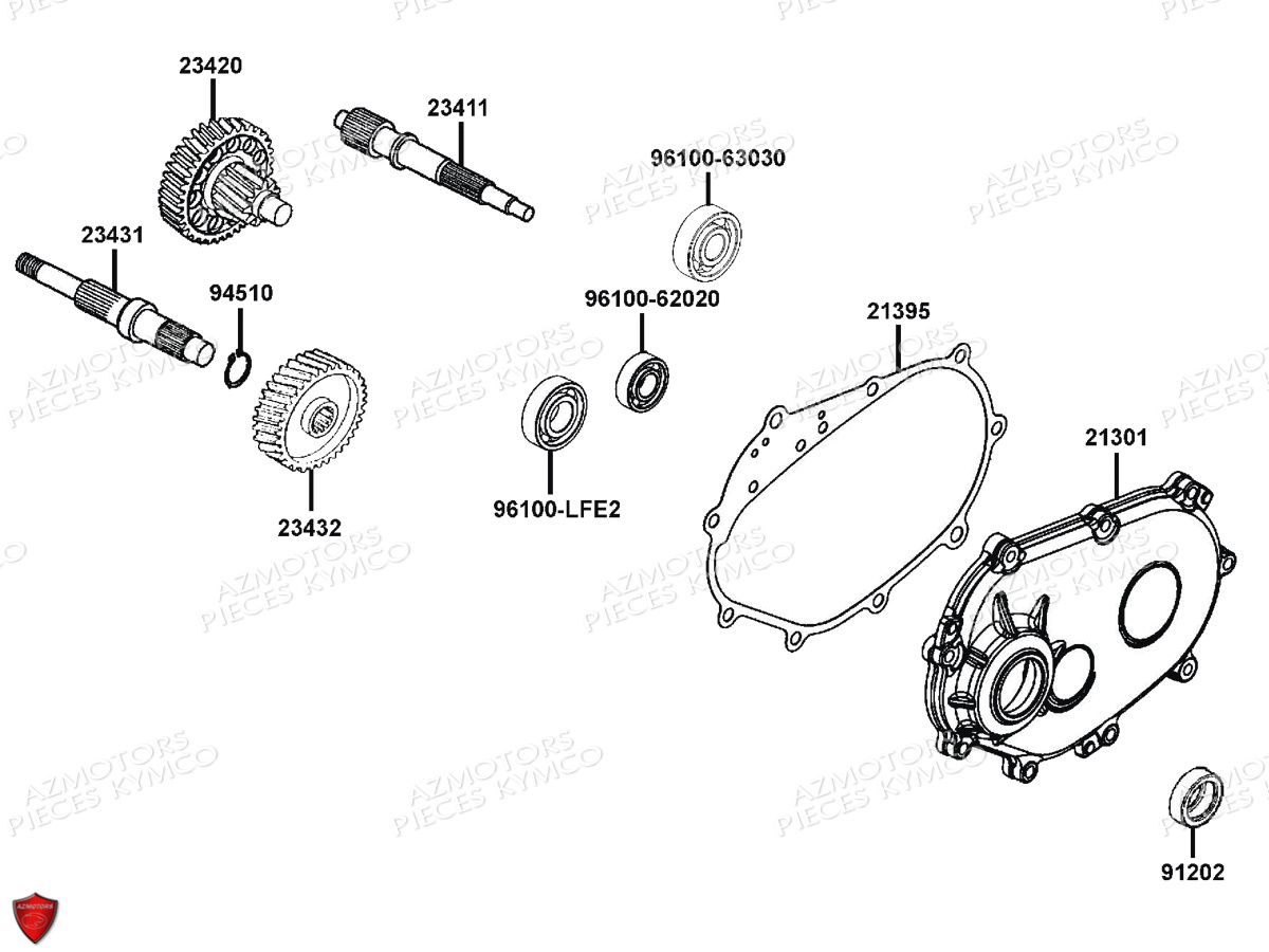 Transmission KYMCO Pièces K-XCT 125I ABS 4T EURO3 (SK25BB)