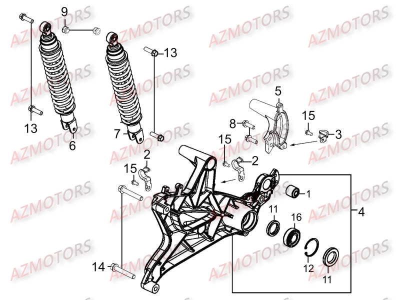 Amortisseurs Arriere KYMCO Pièces K-XCT 125I 4T EURO III