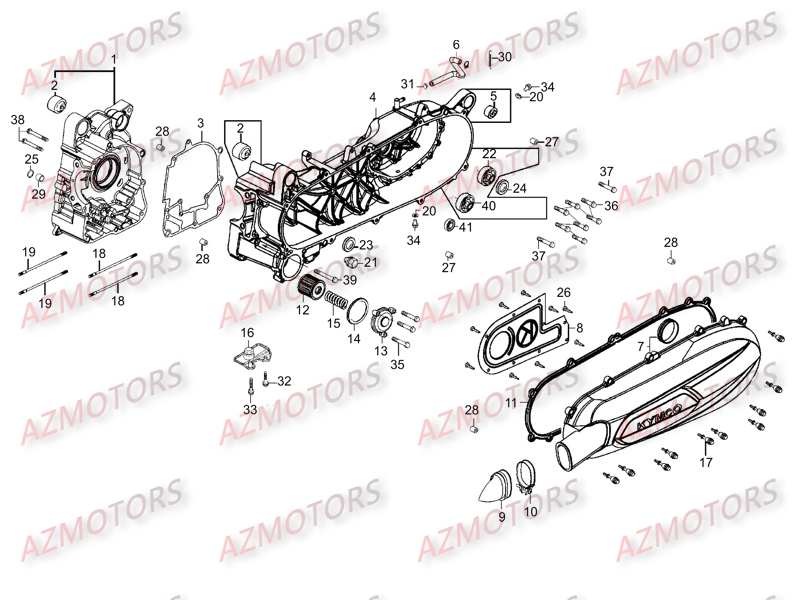 Carter Moteur KYMCO Pièces K-XCT 125I 4T EURO III