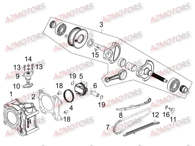 Cylindre   Piston KYMCO Pièces K-XCT 125I 4T EURO III