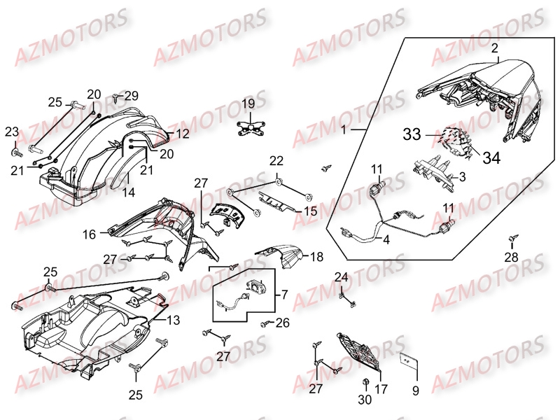 Feux Arrieres   Gardes Boues KYMCO Pièces K-XCT 125I 4T EURO III