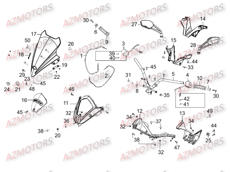 Guidon Commandes Retroviseurs KYMCO Pièces K-XCT 125I 4T EURO III