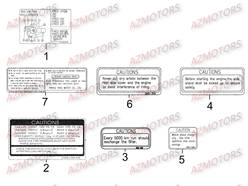 Labels De Securite KYMCO Pièces K-XCT 125I 4T EURO III