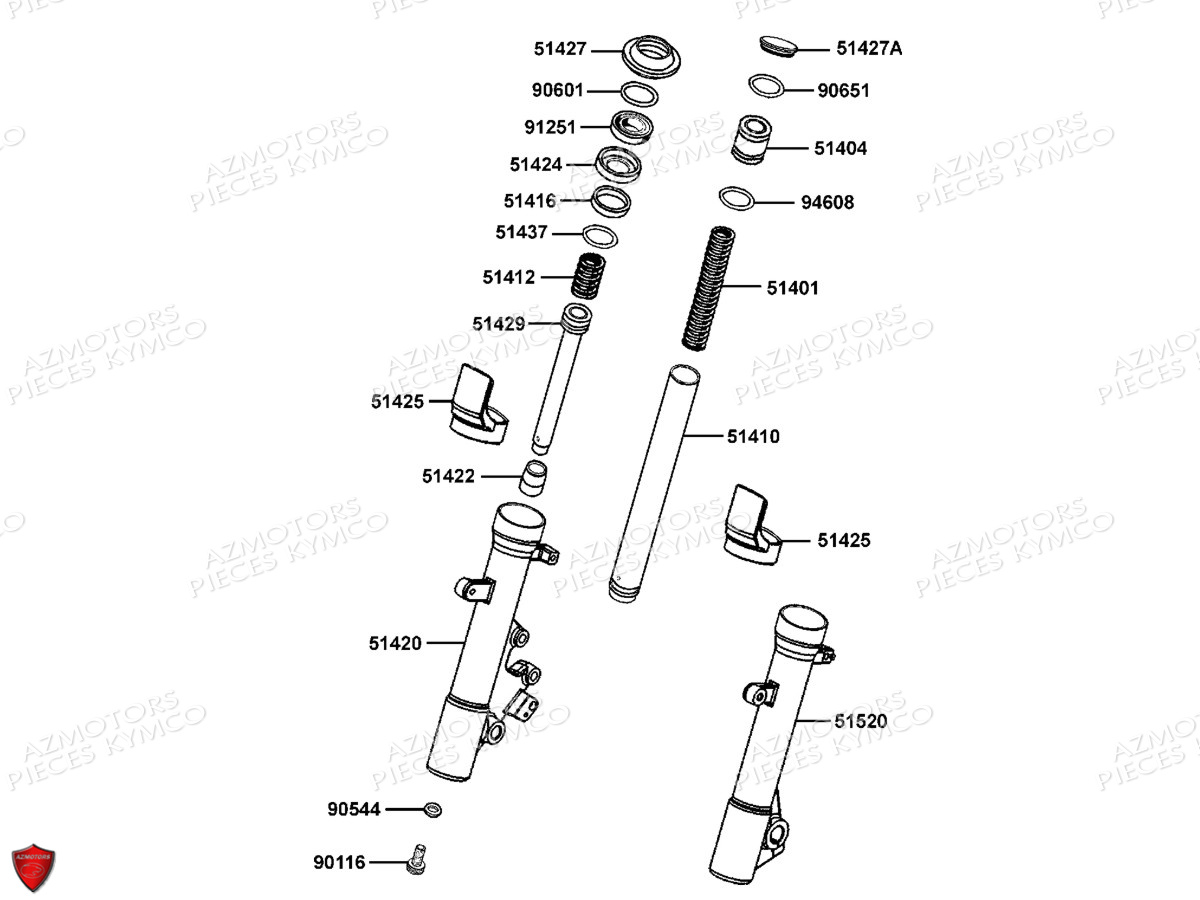 Batons De Fourche Detail KYMCO Pièces K-XCT 125I 4T EURO3 (SK25BA)