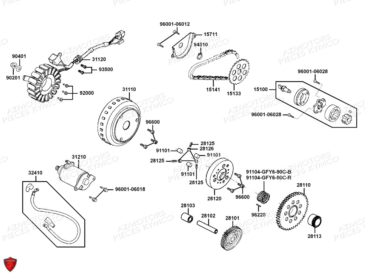 Demarreur Allumage Pompe A Huile KYMCO Pièces K-XCT 125I 4T EURO3 (SK25BA)