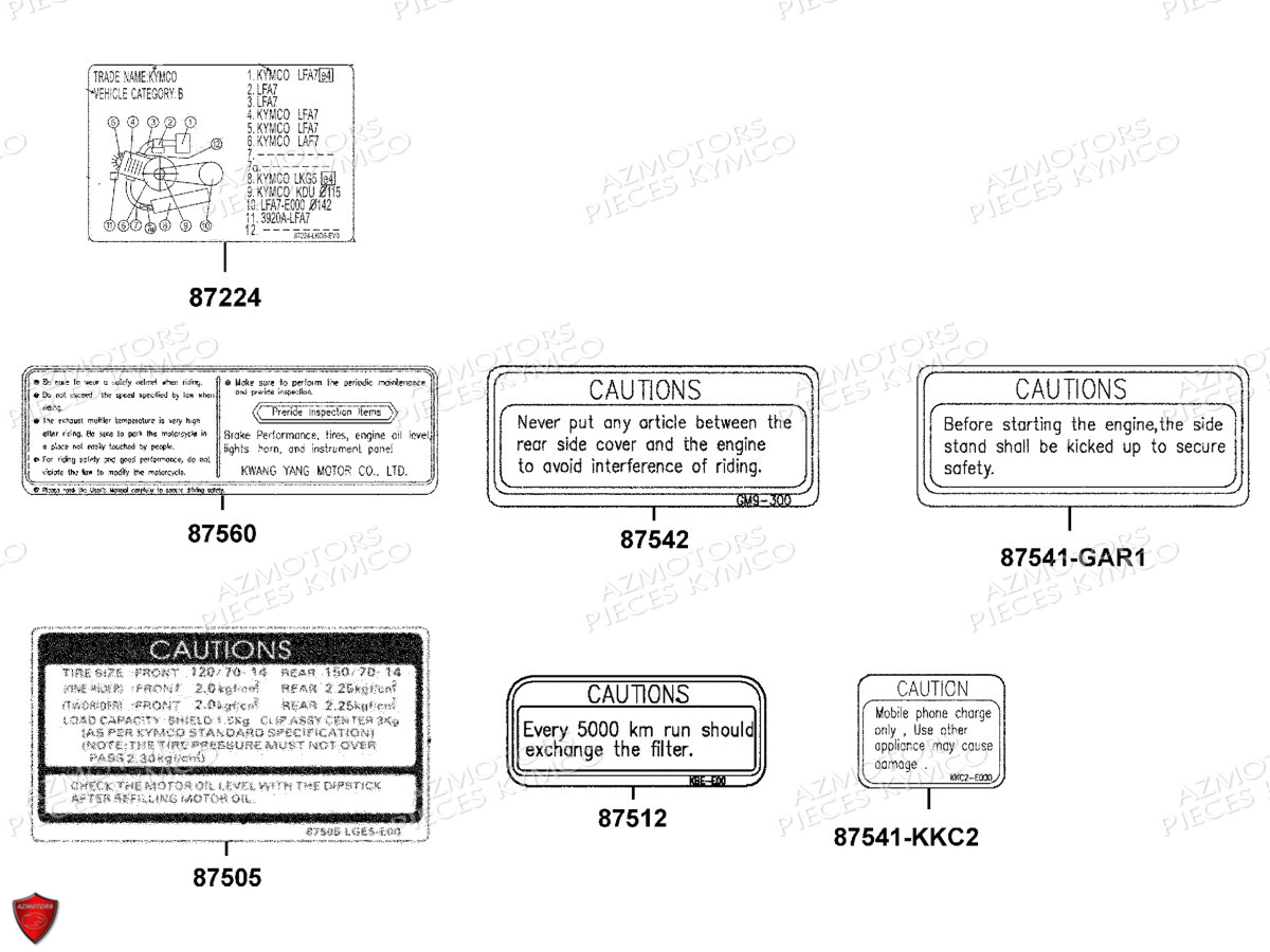 LABEL DE SECURITE pour K-XCT 125 4T EURO3