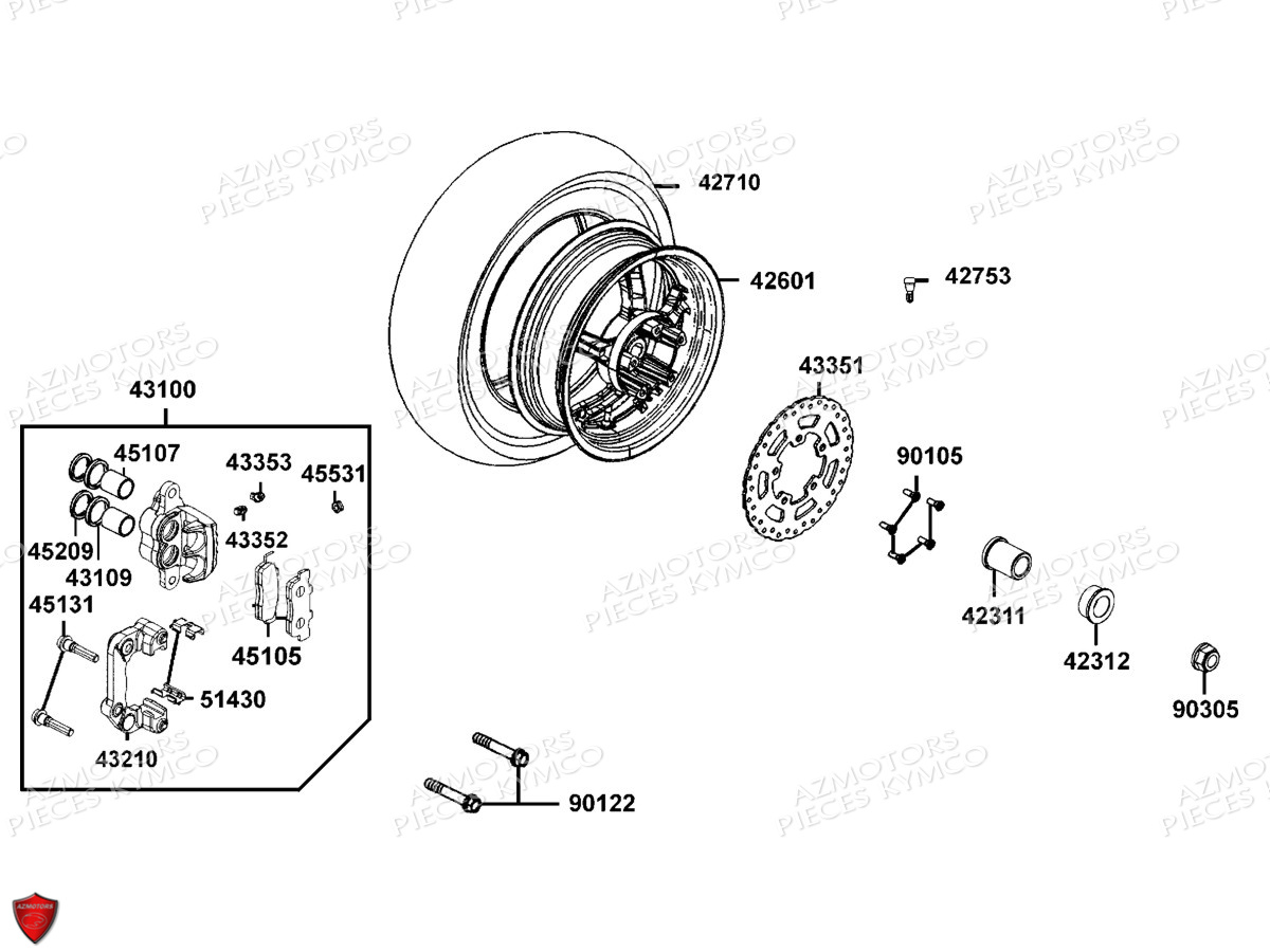 Roue Arriere KYMCO Pièces K-XCT 125I 4T EURO3 (SK25BA)