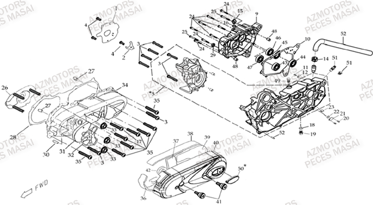 Carter Bas Moteur MASAI Pieces Quad K50