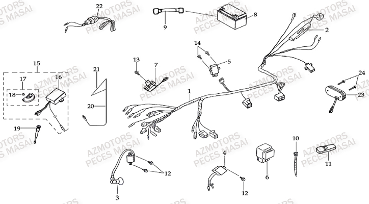 Faisceaux Electriques MASAI Pieces Quad K50