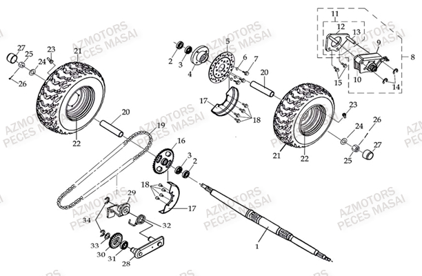 ROUES_ARRIERE MASAI Pièces Quad K50