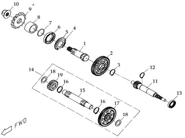 BOITE DE VITESSE MARCHE AVANT SEULEMENT AZMOTORS K50S